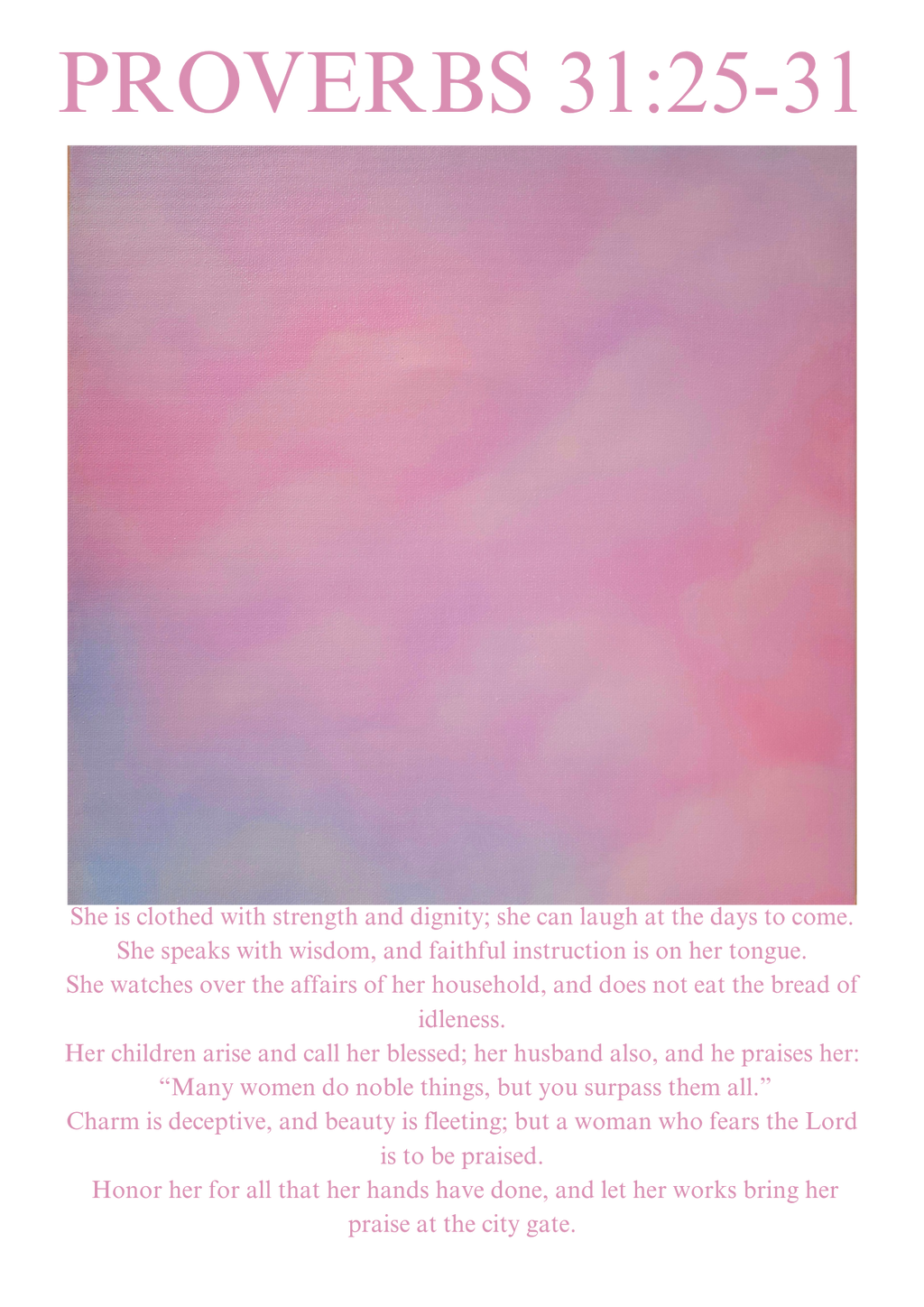 Proverbs 31:25 Cotton Hoodie — Pink Cloud Scripture Fleece